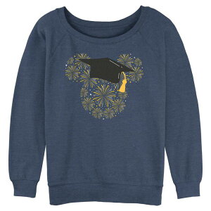 �A�j���L�����N�^�[ ���f�B�[�X �g�b�v�X T�V���c �p�C�� �O���t�B�b�N Licensed Character Juniors' SO Graduation Fireworks Long Sleeve Slouchy Terry Graphic Pullover Blue Heather �w�U�[