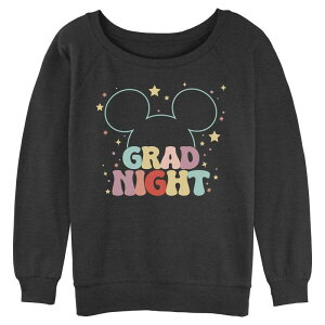 �f�B�Y�j�[ ���f�B�[�X �g�b�v�X T�V���c �p�C�� �O���t�B�b�N Juniors' Disney �f s Mickey Mouse Grad Night Long Sleeve Slouchy Terry Graphic Pullover Charcoal Heather �`���R�[��
