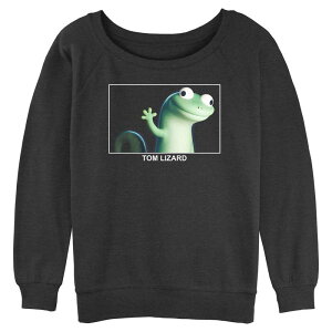 �A�j���L�����N�^�[ ���f�B�[�X �g�b�v�X T�V���c �p�C�� �O���t�B�b�N Licensed Character Juniors' Hoppers Tom Lizard Graphic Long Sleeve Slouchy Terry in Regular Charcoal Heather �`���R�[��