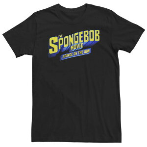 �A�j���L�����N�^�[ ���f�B�[�X �g�b�v�X T�V���c �p���c �g�[�� ���S Licensed Character Big & Tall SpongeBob SquarePants Movie Sponge On The Run Logo Tee Black �u���b�N