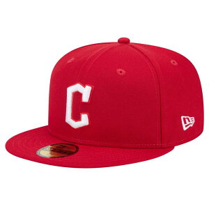 �j���[�G�� ���f�B�[�X �A�N�Z�T���[ �X�q ���S Men's New Era Red Cleveland Guardians White Logo 59FIFTY Fitted Hat Grd Red ���b�h