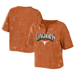 �E�F�A �o�C �G���� �A���h���[�Y ���f�B�[�X �g�b�v�X T�V���c Women's WEAR by Erin Andrews Texas Orange Texas Longhorns Bleach Wash Splatter Notch Neck T-Shirtex Multi �}���`�J���[