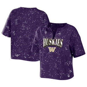 �E�F�A �o�C �G���� �A���h���[�Y ���f�B�[�X �g�b�v�X T�V���c Women's WEAR by Erin Andrews Purple Washington Huskies Bleach Wash Splatter Notch Neck T-Shirt Wsh Purple �p�[�v��