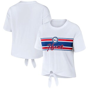 �E�F�A �o�C �G���� �A���h���[�Y ���f�B�[�X �g�b�v�X T�V���c Women's WEAR by Erin Andrews White Philadelphia 76ers Tie-Front-Shirt 76r White �z���C�g