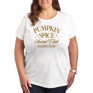 �A�j���L�����N�^�[ ���f�B�[�X �g�b�v�X T�V���c �v���X�T�C�Y �O���t�B�b�N Licensed Character Plusize Pumpkin Spice Social Club Graphic Tee White �z���C�g