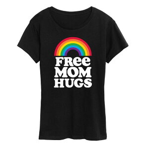 �A�j���L�����N�^�[ ���f�B�[�X �g�b�v�X T�V���c �O���t�B�b�N Licensed Character Women's Free Mom Hugs Graphic Tee Black �u���b�N
