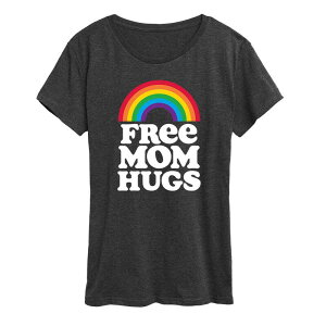 �A�j���L�����N�^�[ ���f�B�[�X �g�b�v�X T�V���c �O���t�B�b�N Licensed Character Women's Free Mom Hugs Graphic Tee Gray �O���[