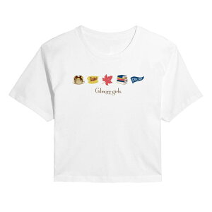 �A�j���L�����N�^�[ ���f�B�[�X �g�b�v�X T�V���c �N���b�v�h Licensed Character Juniors' Gilmore Girls Icon Collage Cropped Tee White �z���C�g