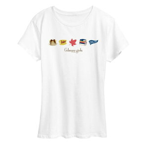 �A�j���L�����N�^�[ ���f�B�[�X �g�b�v�X T�V���c �O���t�B�b�N Licensed Character Women's Gilmore Girls Icon Collage Graphic Tee White �z���C�g