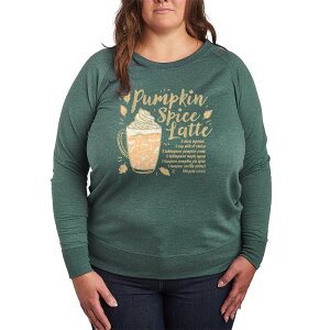 �A�j���L�����N�^�[ ���f�B�[�X �g�b�v�X T�V���c �v���X�T�C�Y �p�C�� Licensed Character Plusize Pumpkin Spice Latte Recipe French Terry Long Sleeve Tee Heather Juniper �w�U�[