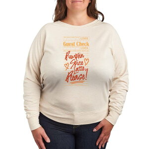 �A�j���L�����N�^�[ ���f�B�[�X �g�b�v�X T�V���c �v���X�T�C�Y �p�C�� Licensed Character Plusize Pumpkin Spice Latte Please French Terry Long Sleeve Tee Beige �x�[�W��
