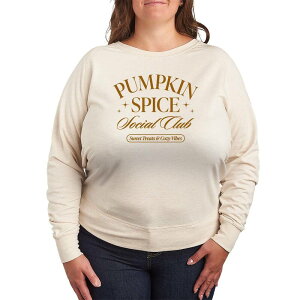 �A�j���L�����N�^�[ ���f�B�[�X �g�b�v�X T�V���c �v���X�T�C�Y �p�C�� Licensed Character Plusize Pumpkin Spice Social Club French Terry Long Sleeve Tee Beige �x�[�W��