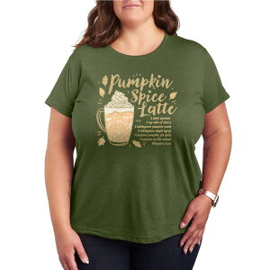 �A�j���L�����N�^�[ ���f�B�[�X �g�b�v�X T�V���c �v���X�T�C�Y �O���t�B�b�N Licensed Character Plusize Pumpkin Spice Latte Recipe Graphic Tee Burnt Olive �I���[�u