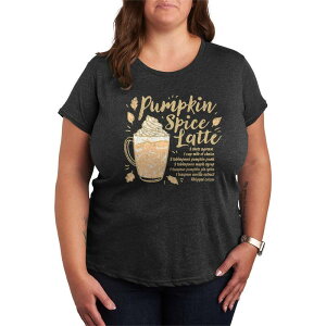 �A�j���L�����N�^�[ ���f�B�[�X �g�b�v�X T�V���c �v���X�T�C�Y �O���t�B�b�N Licensed Character Plusize Pumpkin Spice Latte Recipe Graphic Tee Heather Charcoal �`���R�[��