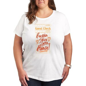 �A�j���L�����N�^�[ ���f�B�[�X �g�b�v�X T�V���c �v���X�T�C�Y �O���t�B�b�N Licensed Character Plusize Pumpkin Spice Latte Please Graphic Tee White �z���C�g