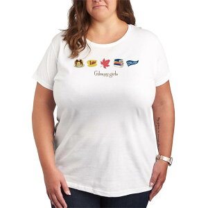 �A�j���L�����N�^�[ ���f�B�[�X �g�b�v�X T�V���c �v���X�T�C�Y �O���t�B�b�N Licensed Character Plusize Gilmore Girls Icon Collage Graphic Tee White �z���C�g