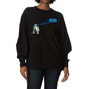 �A�j���L�����N�^�[ ���f�B�[�X �g�b�v�X T�V���c �X�E�F�b�g �t���[�X �O���t�B�b�N Licensed Character Women'star Wars R2-D2 Graphic Oversized Fleece Crew Sweatshirt Black �u���b�N