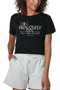 �A�j���L�����N�^�[ ���f�B�[�X �g�b�v�X T�V���c �N���b�v�h �O���t�B�b�N Licensed Character Juniors' Gilmore Girls Dragonfly Cropped Graphic Tee Black �u���b�N