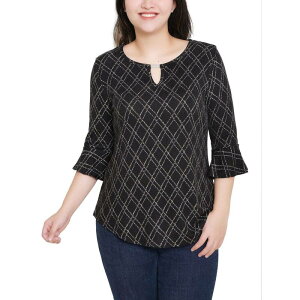 �j���[���[�N�R���N�V���� ���f�B�[�X �g�b�v�X �V���c NY Collection 3/4 Bell Sleeve Top Withardware Black Doeskin Diamond �u���b�N