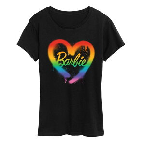 �A�j���L�����N�^�[ ���f�B�[�X �g�b�v�X T�V���c �O���t�B�b�N Licensed Character Women's Barbie Rainbow Heart Graphic Tee Black �u���b�N