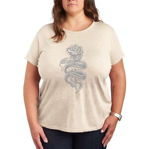 �A�j���L�����N�^�[ ���f�B�[�X �g�b�v�X T�V���c �v���X�T�C�Y �O���t�B�b�N Licensed Character Plusize Yellowstone Dutton Forever Snake & Rose Graphic Tee Beige �x�[�W��