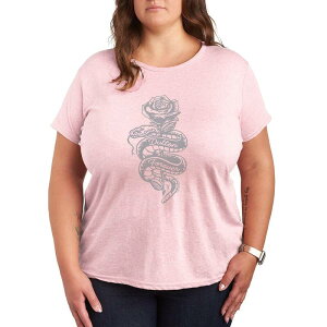 �A�j���L�����N�^�[ ���f�B�[�X �g�b�v�X T�V���c �v���X�T�C�Y �O���t�B�b�N Licensed Character Plusize Yellowstone Dutton Forever Snake & Rose Graphic Tee Heather Pink �w�U�[