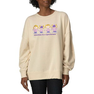 �A�j���L�����N�^�[ ���f�B�[�X �g�b�v�X T�V���c �X�E�F�b�g �t���[�X Licensed Character Women's Peanuts Emotion Is A Spectrum Oversized Fleece Crew Sweatshirt Cream �N���[��