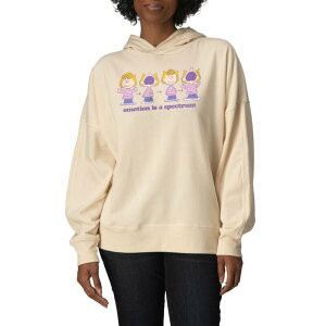 �A�j���L�����N�^�[ ���f�B�[�X �g�b�v�X T�V���c �X�E�F�b�g �t���[�X �p�[�J�[ Licensed Character Women's Peanuts Emotion Is A Spectrum Oversized Fleece Hoodie Sweatshirt Cream �N���[��
