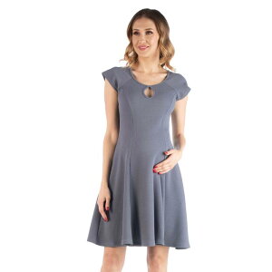 24 �Z�u���R���t�H�[�g ���f�B�[�X �g�b�v�X �����s�[�X �~�j �L���b�v �}�^�j�e�B Maternity 24Seven Comfort Apparel Scoop Neckeyhole Detail Cap Sleeve Mini Dress Gray �O���[