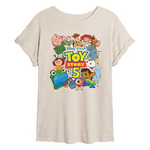 �A�j���L�����N�^�[ ���f�B�[�X �g�b�v�X T�V���c Licensed Character Juniors' Disney / Pixar's Toy Story 5 Characters Collage Oversized Tee Beige �x�[�W��