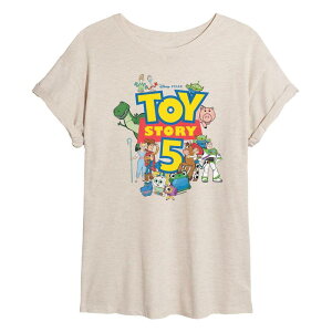 �A�j���L�����N�^�[ ���f�B�[�X �g�b�v�X T�V���c ���S Licensed Character Juniors' Disney / Pixar's Toy Story 5 Logo & Characters Oversized Tee Beige �x�[�W��