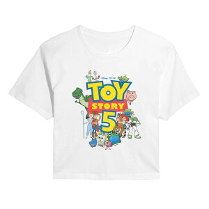 �A�j���L�����N�^�[ ���f�B�[�X �g�b�v�X T�V���c �N���b�v�h ���S Licensed Character Juniors' Disney / Pixar's Toy Story 5 Logo & Characters Cropped Tee White �z���C�g