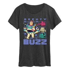 �A�j���L�����N�^�[ ���f�B�[�X �g�b�v�X T�V���c �O���t�B�b�N Licensed Character Women's Disney / Pixar's Toy Story 5 Deputy Buzz Graphic Tee Heather Charcoal �`���R�[��