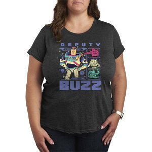 �A�j���L�����N�^�[ ���f�B�[�X �g�b�v�X T�V���c �v���X�T�C�Y �O���t�B�b�N Licensed Character Women's Plus Disney / Pixar's Toy Story 5 Deputy Buzz Graphic Tee Heather Charcoal �`���R�[��