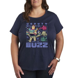 �A�j���L�����N�^�[ ���f�B�[�X �g�b�v�X T�V���c �v���X�T�C�Y �O���t�B�b�N Licensed Character Women's Plus Disney / Pixar's Toy Story 5 Deputy Buzz Graphic Tee Navy �l�C�r�[