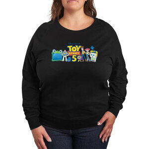 �A�j���L�����N�^�[ ���f�B�[�X �g�b�v�X T�V���c �v���X�T�C�Y �p�C�� Licensed Character Women's Plus Disney / Pixar's Toy Story 5 Character Lineup French Terry Long Sleeve Tee Black �u���b�N