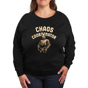 �A�j���L�����N�^�[ ���f�B�[�X �g�b�v�X T�V���c �v���X�T�C�Y �p�C�� Licensed Character Plusize Star Wars C-3PO Chaos Coordinator French Terry Long Sleeve Tee Black �u���b�N