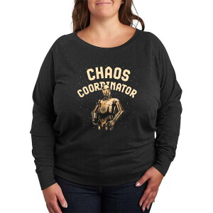 �A�j���L�����N�^�[ ���f�B�[�X �g�b�v�X T�V���c �v���X�T�C�Y �p�C�� Licensed Character Plusize Star Wars C-3PO Chaos Coordinator French Terry Long Sleeve Tee Heather Charcoal �`���R�[��