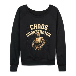 �A�j���L�����N�^�[ ���f�B�[�X �g�b�v�X T�V���c �p�C�� Licensed Character Women'star Wars C-3PO Chaos Coordinator French Terry Long Sleeve Tee Black �u���b�N