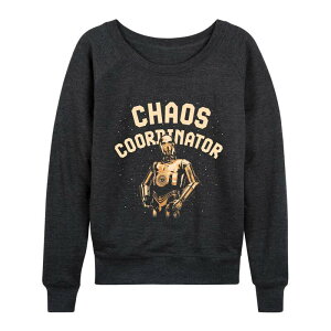 �A�j���L�����N�^�[ ���f�B�[�X �g�b�v�X T�V���c �p�C�� Licensed Character Women'star Wars C-3PO Chaos Coordinator French Terry Long Sleeve Tee Heather Charcoal �`���R�[��