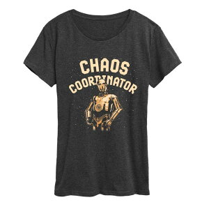 �A�j���L�����N�^�[ ���f�B�[�X �g�b�v�X T�V���c �O���t�B�b�N Licensed Character Women'star Wars C-3PO Chaos Coordinator Graphic Tee Heather Charcoal �`���R�[��