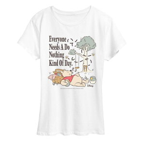 �A�j���L�����N�^�[ ���f�B�[�X �g�b�v�X T�V���c �O���t�B�b�N Licensed Character Women's Disney's Winnie The Pooh Do Nothing Kind Of Day Graphic Tee White �z���C�g
