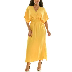 �j�i���I�i���h ���f�B�[�X �g�b�v�X �����s�[�X V�l�b�N �}�L�V Women's Nina Leonard V-Neck Heat Seal Maxi Dress Banana