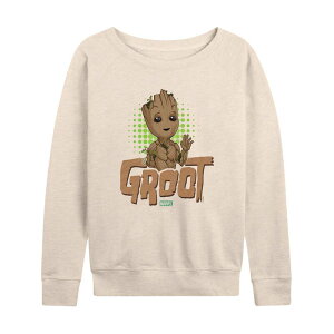 �A�j���L�����N�^�[ ���f�B�[�X �g�b�v�X T�V���c �p�C�� Licensed Character Women's Marvel Baby Groot French Terry Long Sleeve Tee Beige �x�[�W��