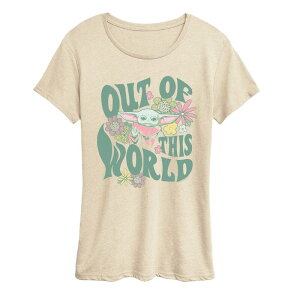 �A�j���L�����N�^�[ ���f�B�[�X �g�b�v�X T�V���c �O���t�B�b�N Licensed Character Women'star Wars The Mandalorian Grogu Out Of This World Graphic Tee Beige �x�[�W��