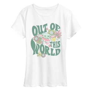 �A�j���L�����N�^�[ ���f�B�[�X �g�b�v�X T�V���c �O���t�B�b�N Licensed Character Women'star Wars The Mandalorian Grogu Out Of This World Graphic Tee White �z���C�g
