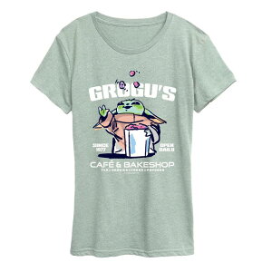 �A�j���L�����N�^�[ ���f�B�[�X �g�b�v�X T�V���c �O���t�B�b�N Licensed Character Women'star Wars The Mandalorian & Grogu's Caf & Bakeshop Graphic Tee Heather Sea Foam �w�U�[