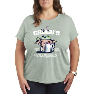 �A�j���L�����N�^�[ ���f�B�[�X �g�b�v�X T�V���c �v���X�T�C�Y �O���t�B�b�N Licensed Character Plusize Star Wars The Mandalorian & Grogu's Caf & Bakeshop Graphic Tee Heather Sea Foam �w�U�[