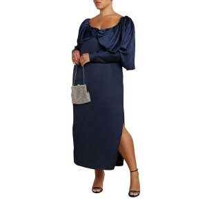 �G���N�C ���f�B�[�X �g�b�v�X �����s�[�X �v���X�T�C�Y �v���[�c ELOQUII Women's Plusize Pleated Bodice Column Dress Navy Blazer �l�C�r�[