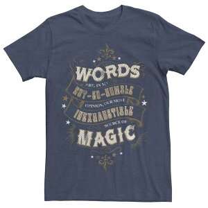 �A�j���L�����N�^�[ ���f�B�[�X �g�b�v�X T�V���c Licensed Character Men's Harry Potter 'Words Are An Inexhaustible Source Of Magic' Tee Navy Heather �w�U�[